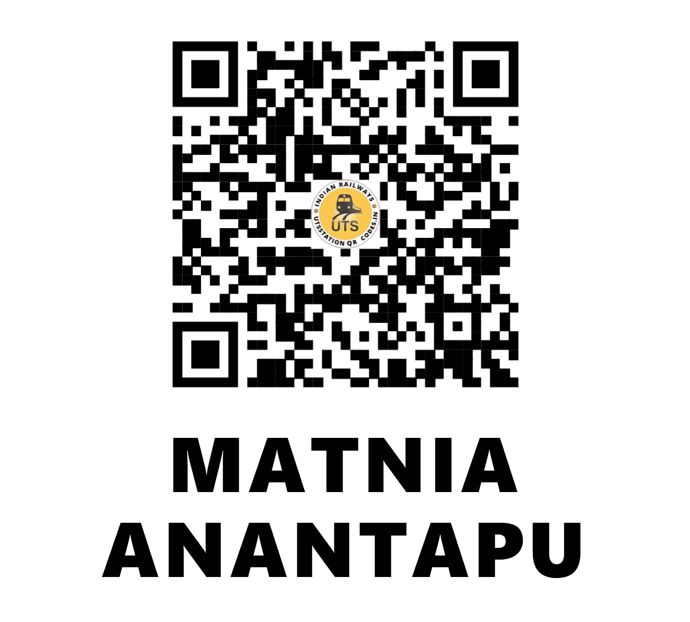 UTS QR Code for MATNIA ANANTAPU - MNAP (ER - WEST BENGAL)